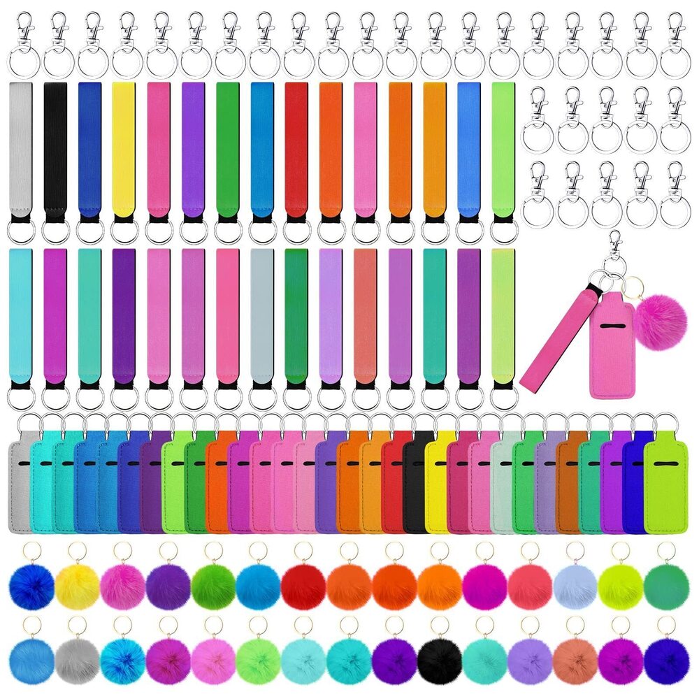 1039 Lipstick Holder Keychain Poms Keychains Bulk Lip Balm Holder Set